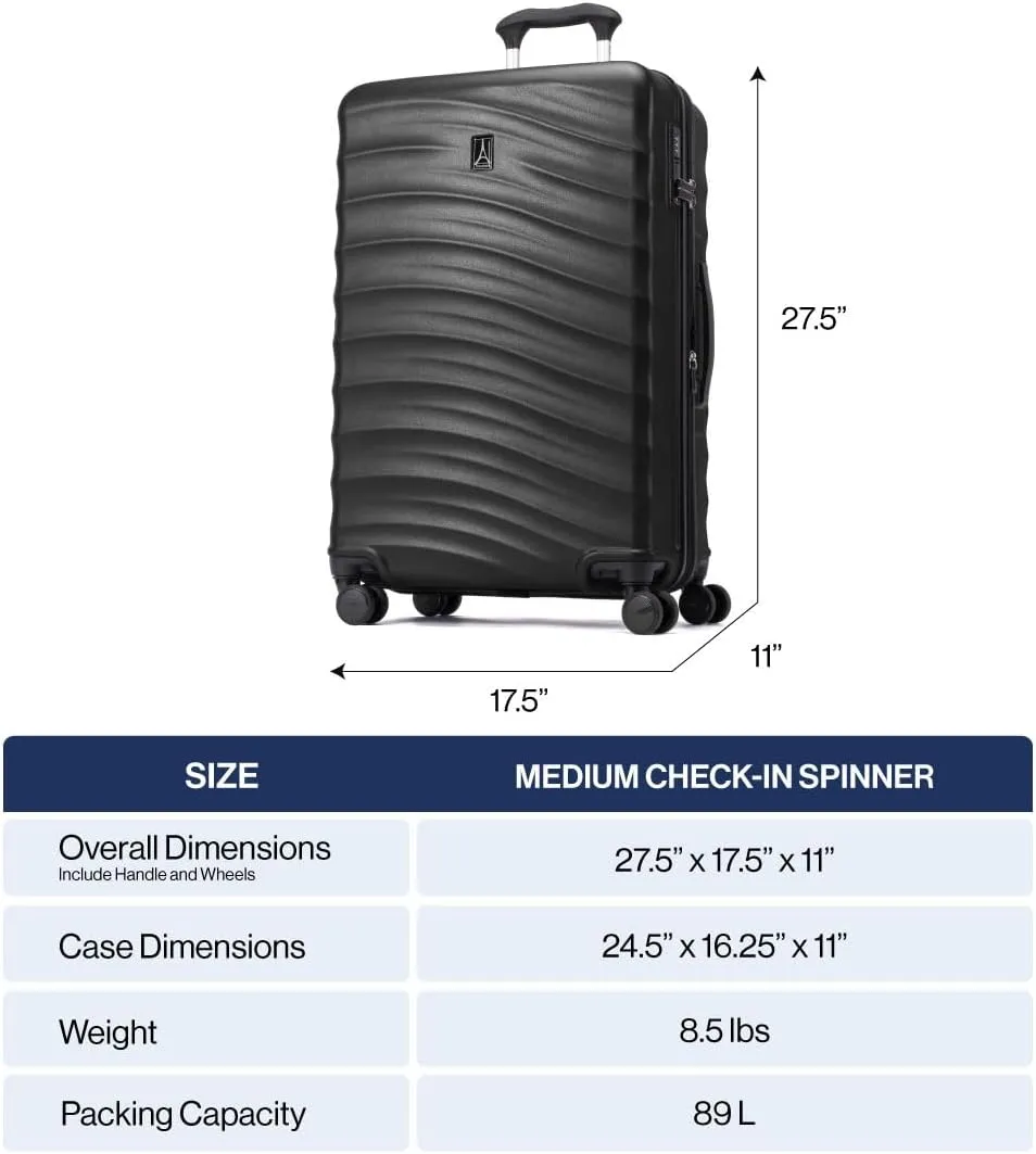 Travelpro Maxlite Air V2 Hardside Expandable Checked Luggage, 8 Spinner Wheels, Lightweight Hard Shell Suitcase, TSA lock, Black, Checked Medium 25-Inch