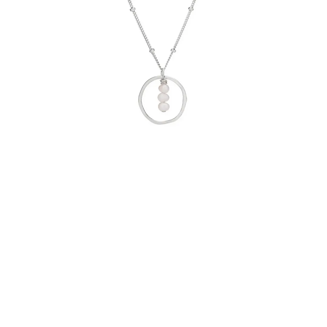 Treble Three Pearls Necklace in Sterling Silver