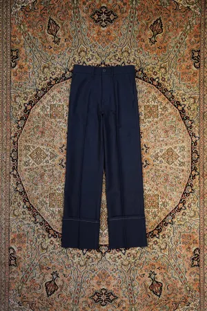 UNIFORME DEEP CUFFS WIDE CHINO TROUSERS (NAVY)