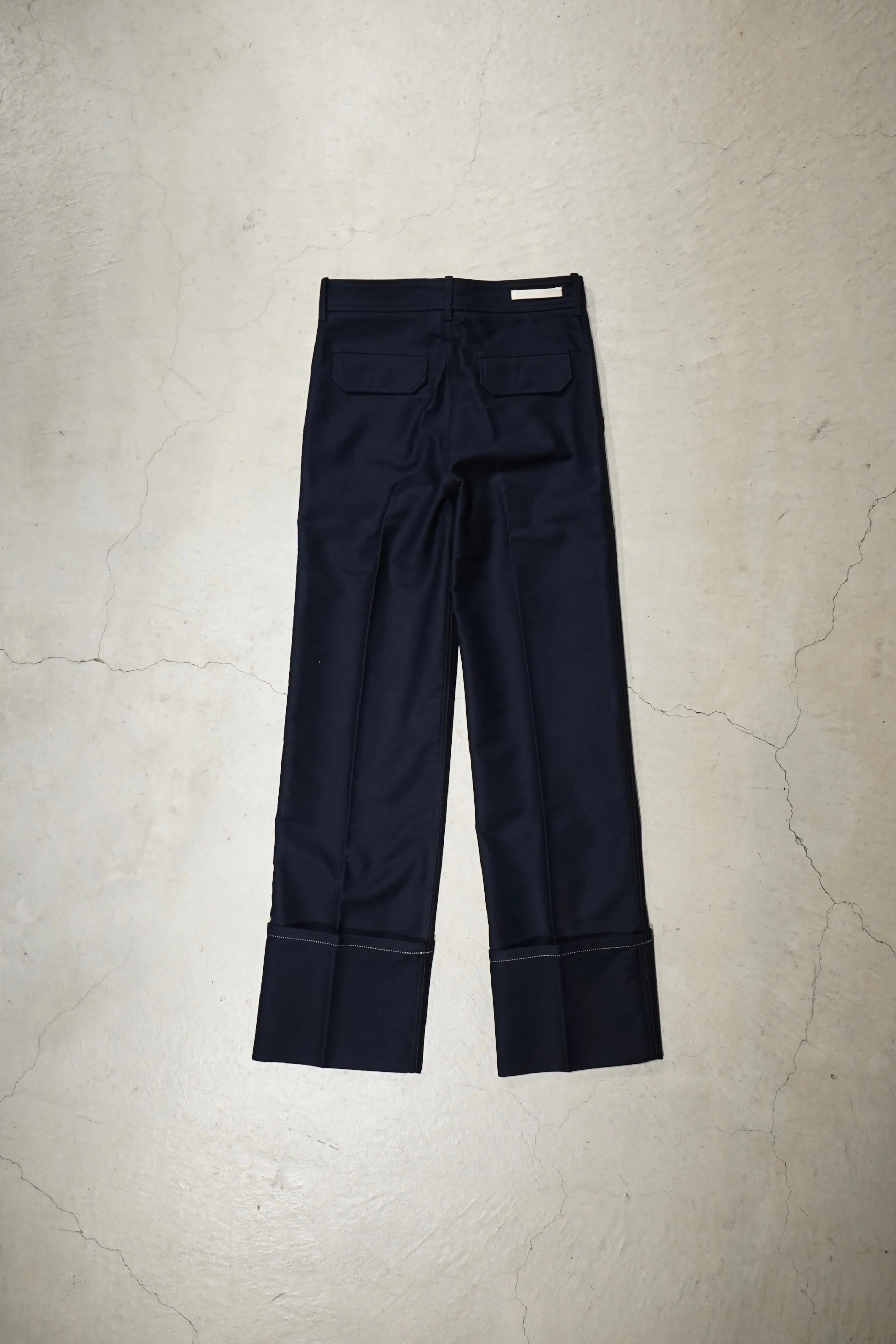 UNIFORME DEEP CUFFS WIDE CHINO TROUSERS (NAVY)