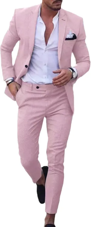 UNINUKOO Mens 2 Piece Suit Linen Summer Top Blazer Pants Sets Beach Wedding Wear Vacation Prom Suits for Men