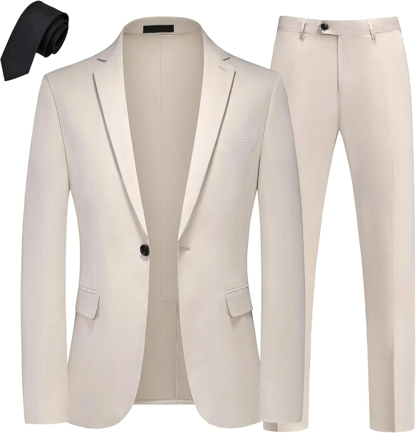 UNINUKOO Mens 2 Piece Suit Linen Summer Top Blazer Pants Sets Beach Wedding Wear Vacation Prom Suits for Men