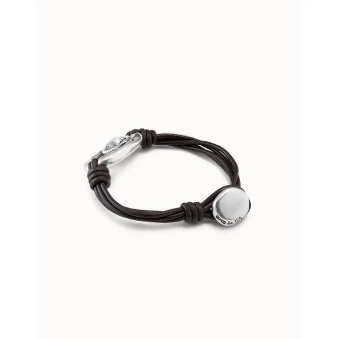 Union Grey Leather Faceted Crystal Bracelet