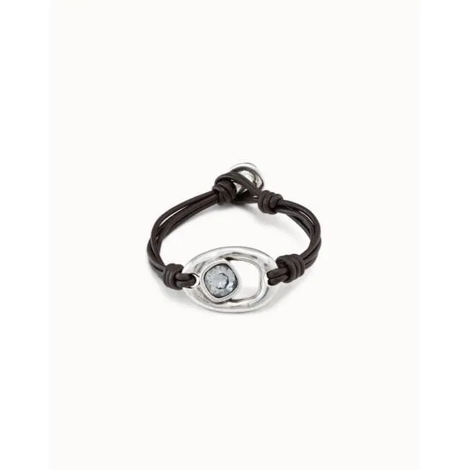 Union Grey Leather Faceted Crystal Bracelet