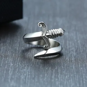 Unique Curving Sword Metal Ring