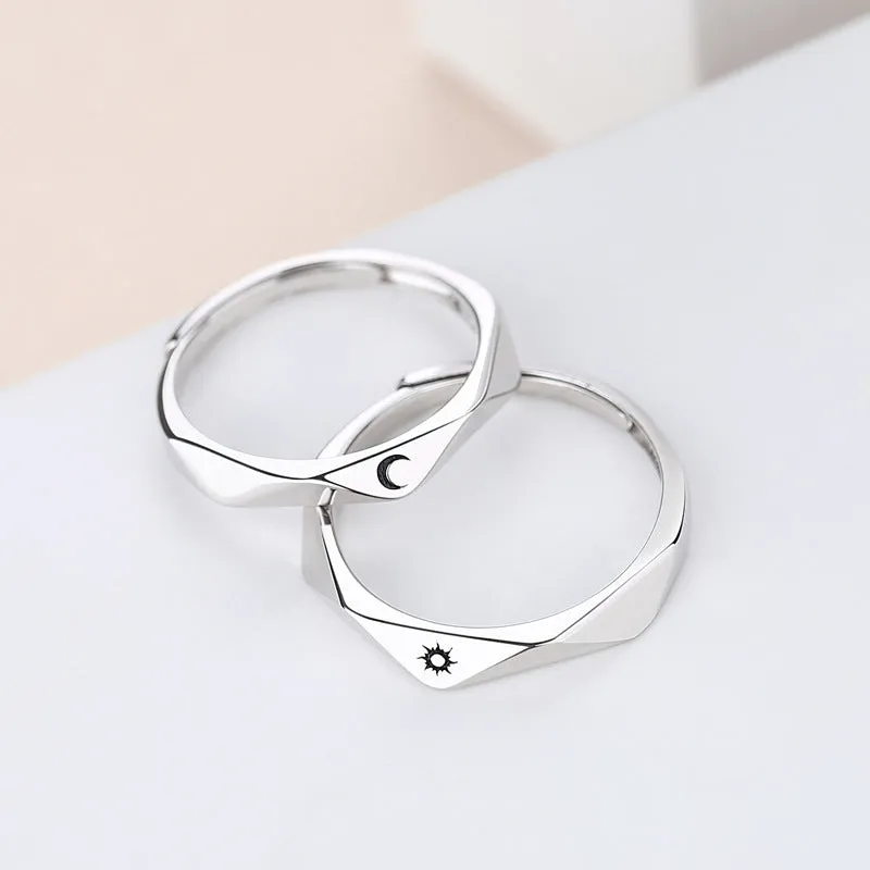 Unique Love Letters Reflection Couple Rings Set