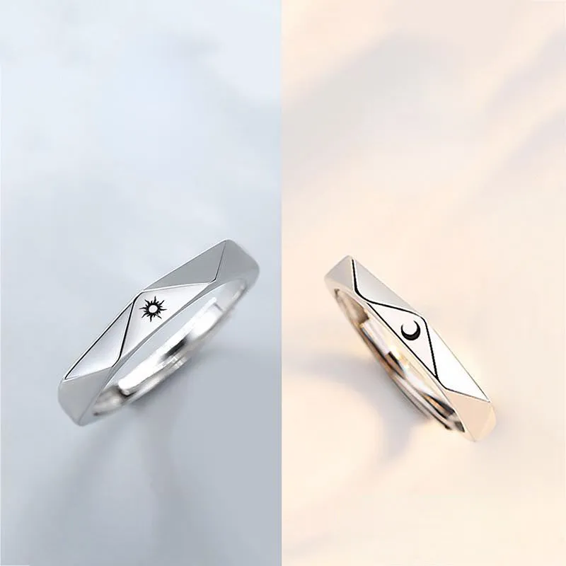 Unique Love Letters Reflection Couple Rings Set