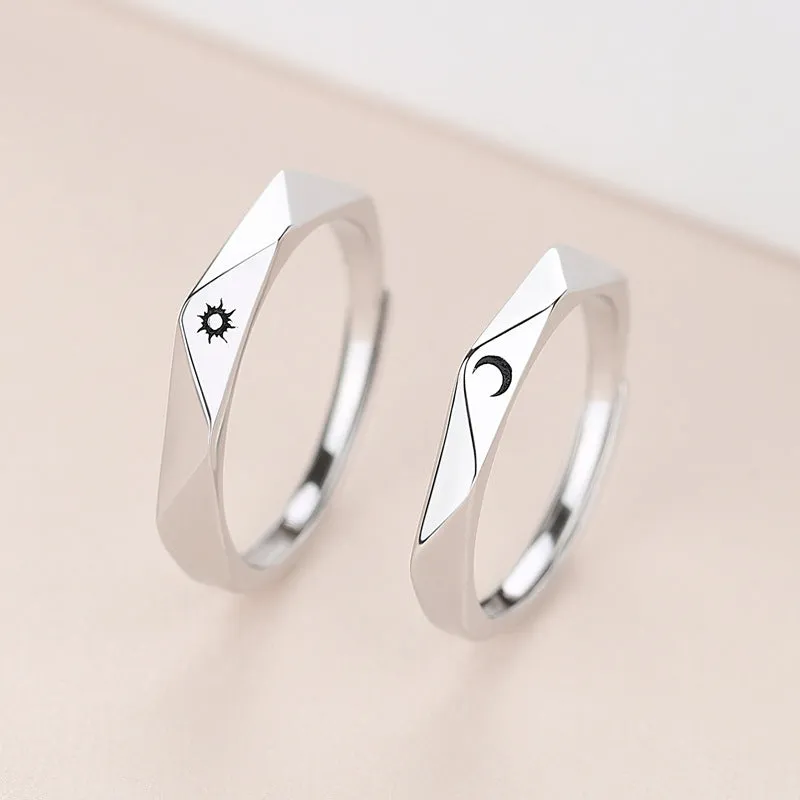 Unique Love Letters Reflection Couple Rings Set