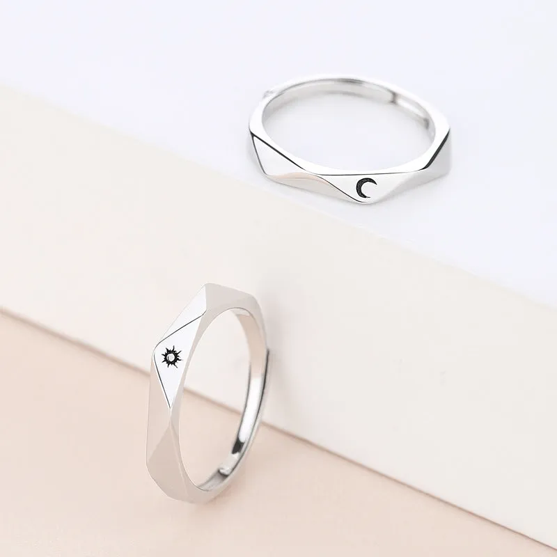 Unique Love Letters Reflection Couple Rings Set