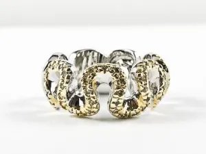 Unique Wavy Design 2 Tone Eternity Brass Rings