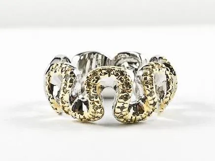 Unique Wavy Design 2 Tone Eternity Brass Rings