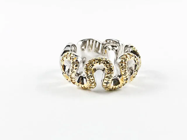 Unique Wavy Design 2 Tone Eternity Brass Rings