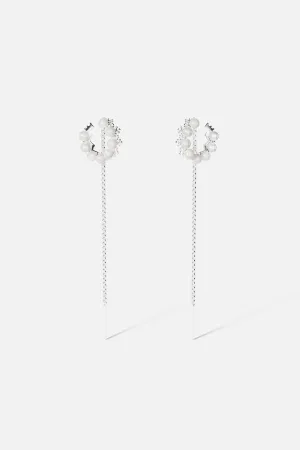 Up and Down Pearls Ear Cuff with Chains