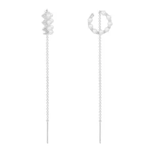 Up and Down Pearls Ear Cuff with Chains
