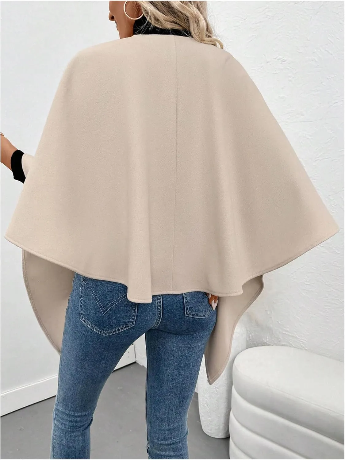 Verdusa Women's Open Front Cloak Cardigan Sweater V Neck Shawl Wrap Poncho