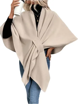Verdusa Women's Open Front Cloak Cardigan Sweater V Neck Shawl Wrap Poncho