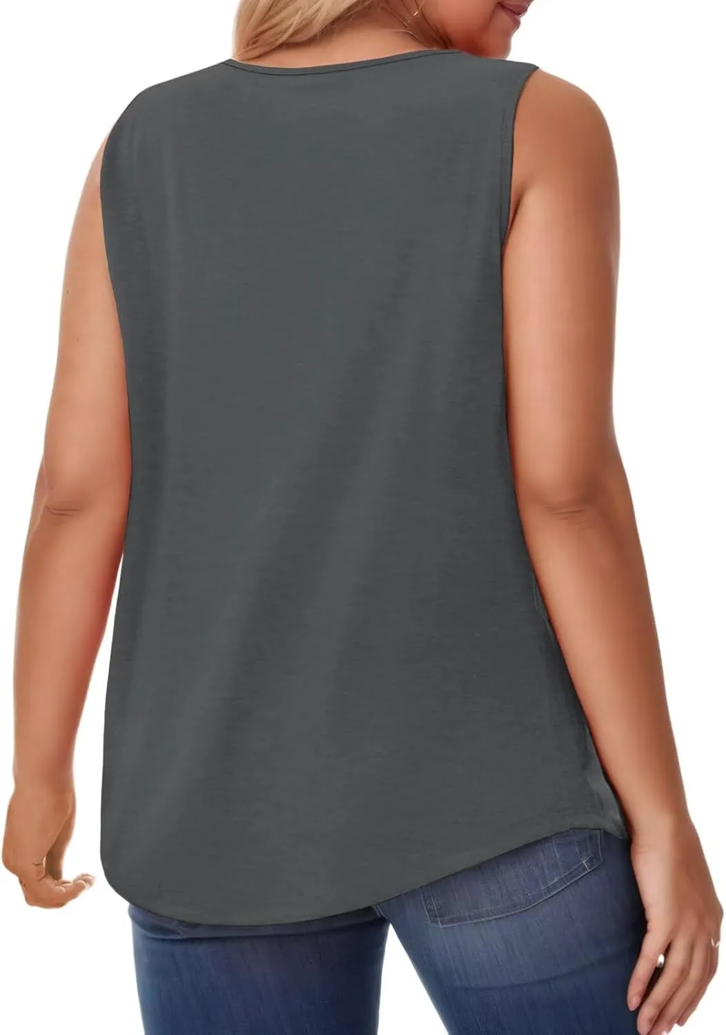 VISLILY Womens-Plus-Size-Tank-Tops 2025 Casual Loose Fit Sleeveless T Shirts Flowy Pleated Lace Tunics Cute Blouses XL-5XL
