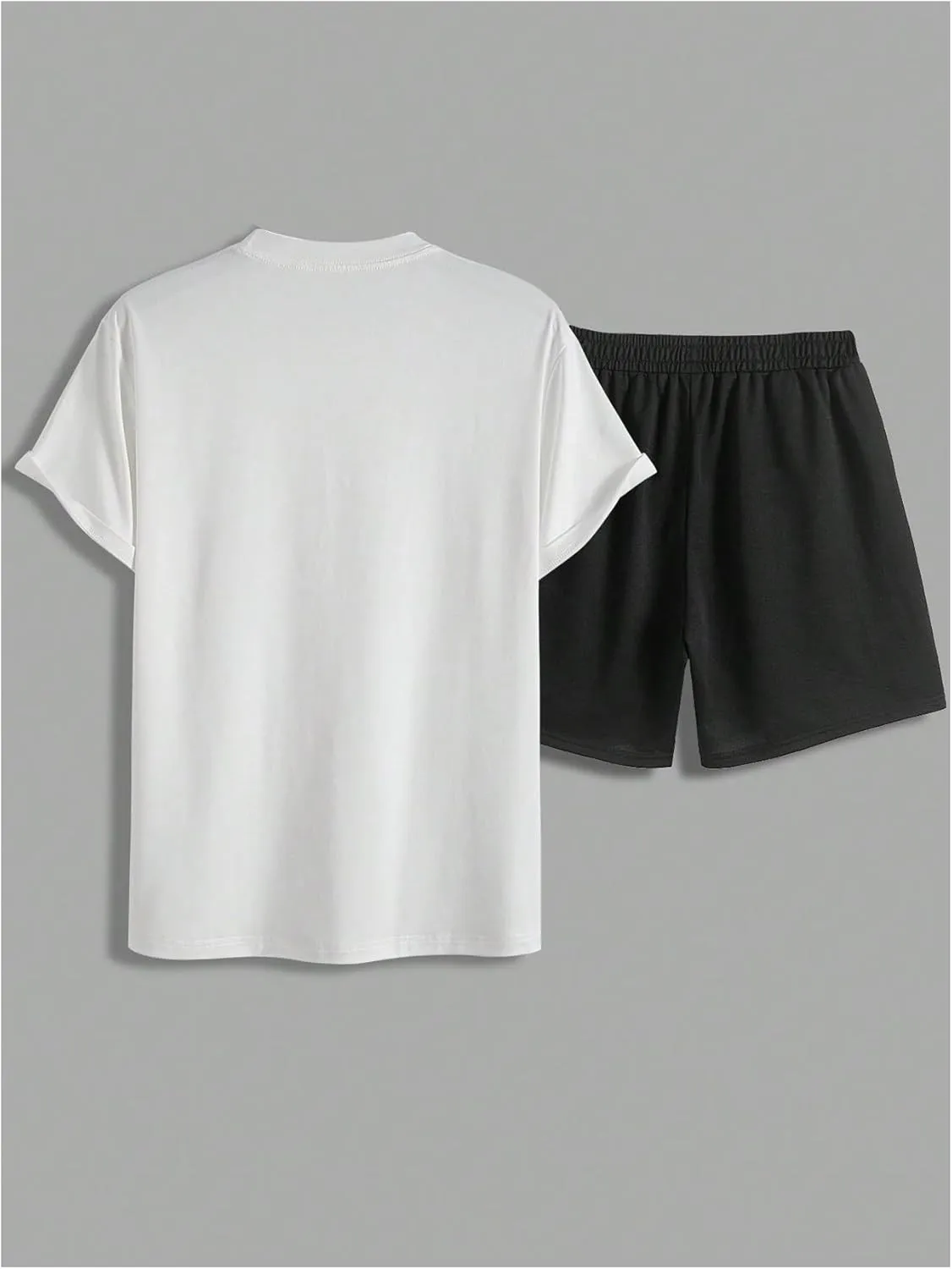 WDIRARA Men's 2 Piece Short Sets Graphic Print Short Sleeve T Shirts and Drawstring Shorts Clothing Set
