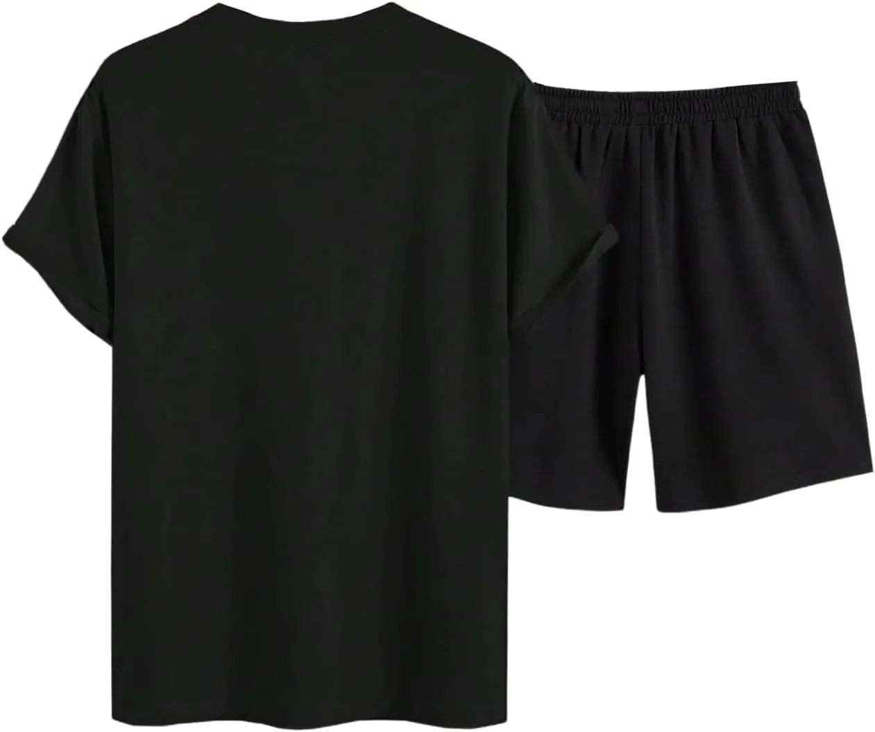 WDIRARA Men's 2 Piece Short Sets Graphic Print Short Sleeve T Shirts and Drawstring Shorts Clothing Set