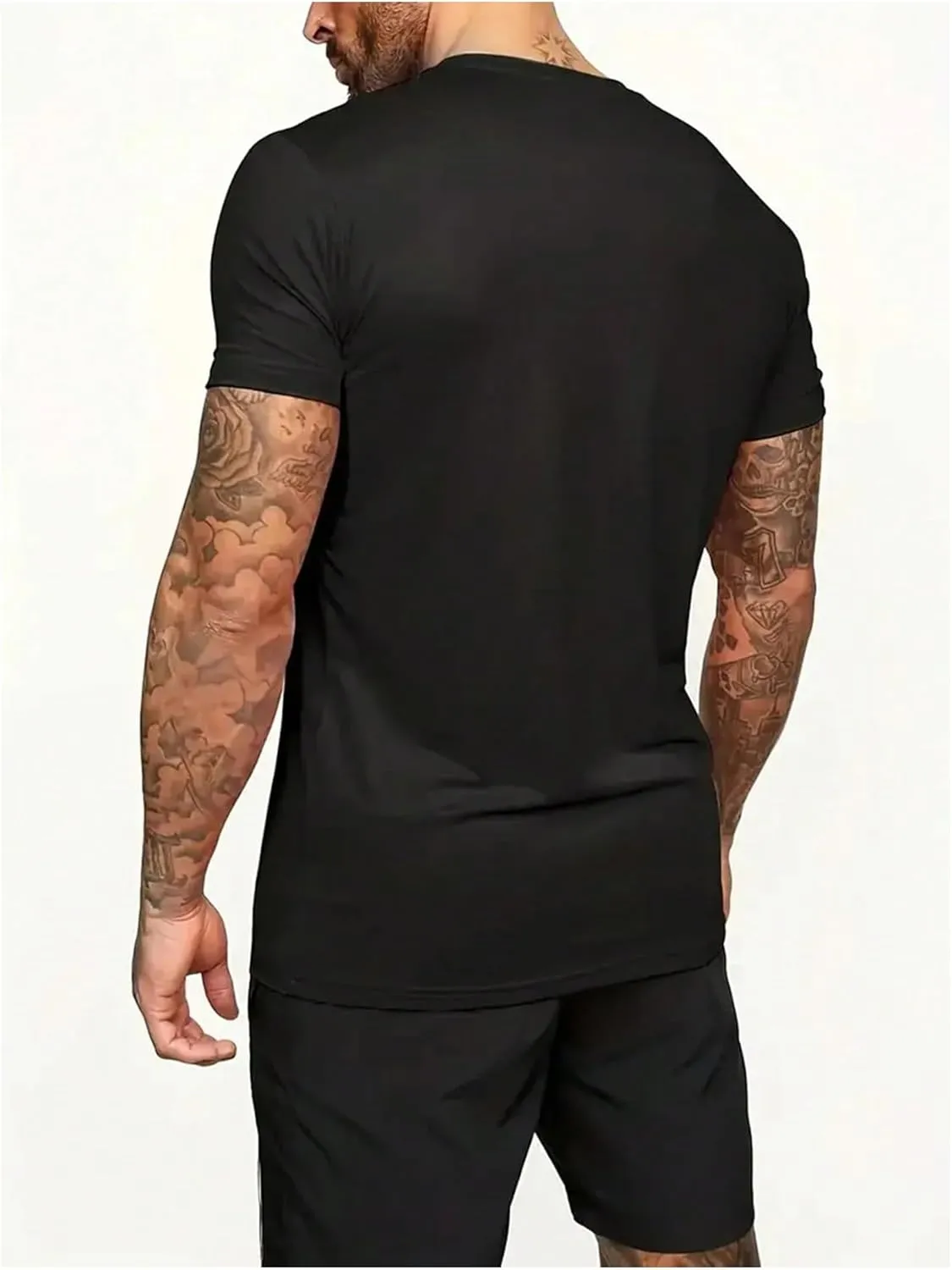 WDIRARA Men's 2 Piece Short Sets Graphic Print Short Sleeve T Shirts and Drawstring Shorts Clothing Set