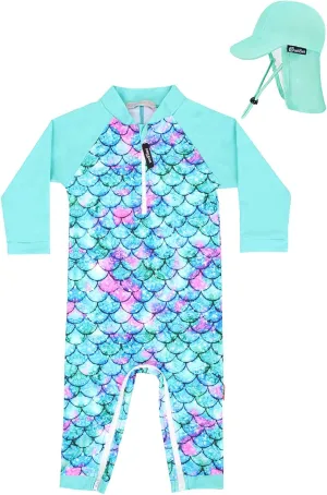 weVSwe Baby Swimsuit Girl Rash Guards Sun Protection Infant Long Slevee Bathing Suit Quick Dry with Sun Hat 0-3 Years