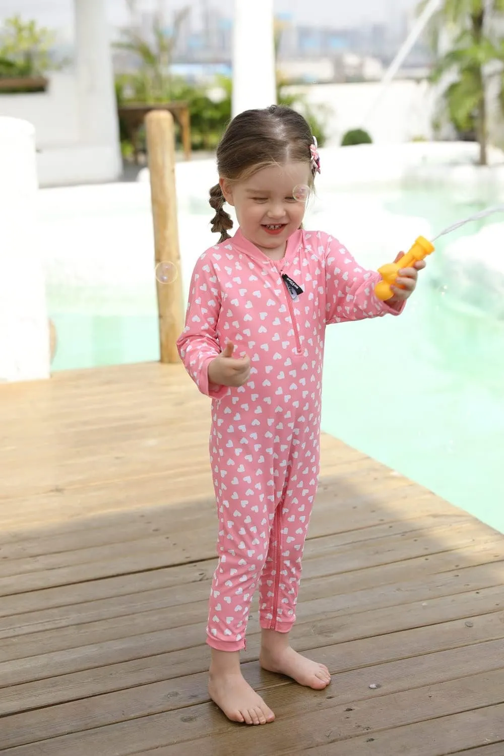 weVSwe Baby Swimsuit Girl Rash Guards Sun Protection Infant Long Slevee Bathing Suit Quick Dry with Sun Hat 0-3 Years