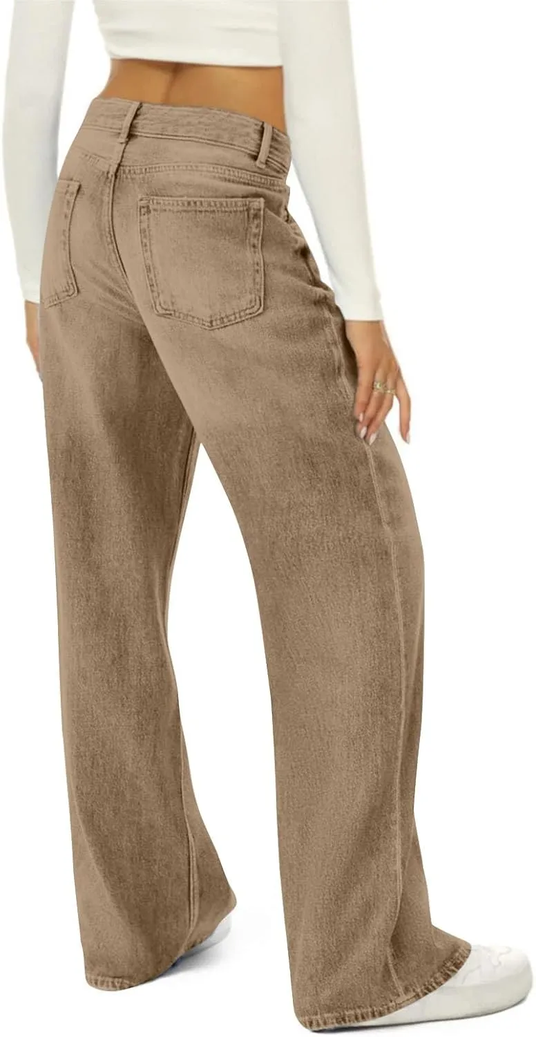 Wide Leg Jeans Woman Summer Dark Wash Baggy Jeans Y2k Street Vintage Pants Fashion Boyfriend Denim Pants