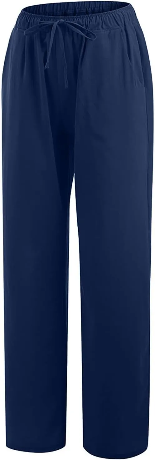 Wide Leg Pants For Women Women's Casual Solid Color Tether Loose Yoga Trousers Summer Linen Pants For Women