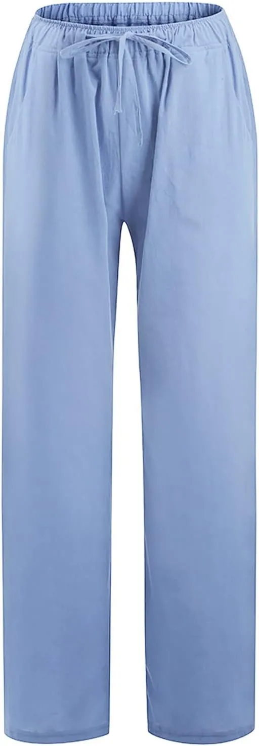 Wide Leg Pants For Women Women's Casual Solid Color Tether Loose Yoga Trousers Summer Linen Pants For Women