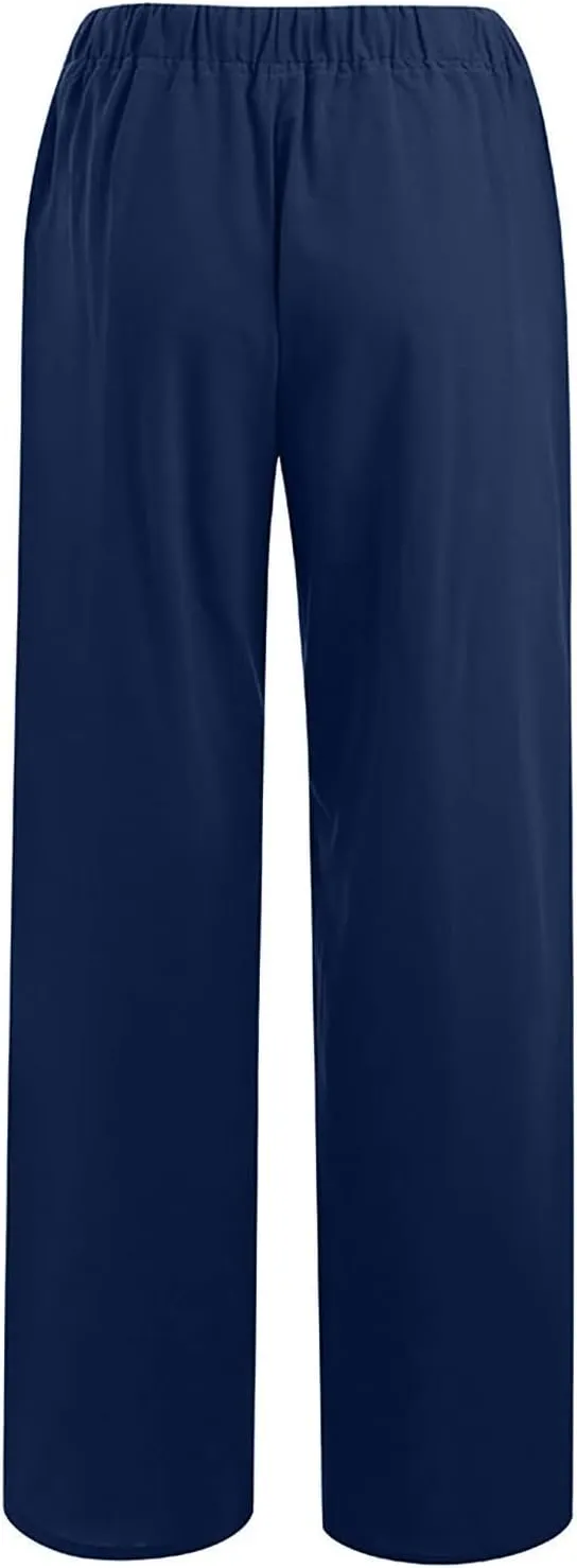 Wide Leg Pants For Women Women's Casual Solid Color Tether Loose Yoga Trousers Summer Linen Pants For Women