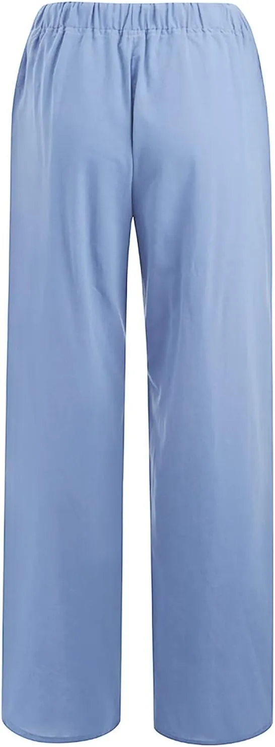 Wide Leg Pants For Women Women's Casual Solid Color Tether Loose Yoga Trousers Summer Linen Pants For Women
