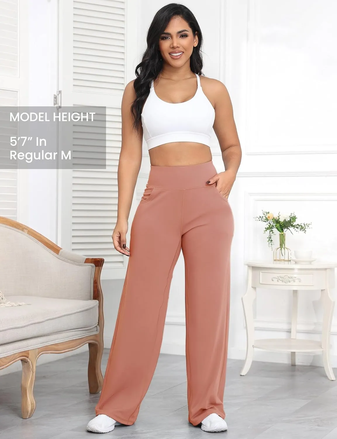 Wide Leg Pants Women High-Waisted Yoga Work Dress Pants, Casual Sweatpants, Petite/Regular/Tall