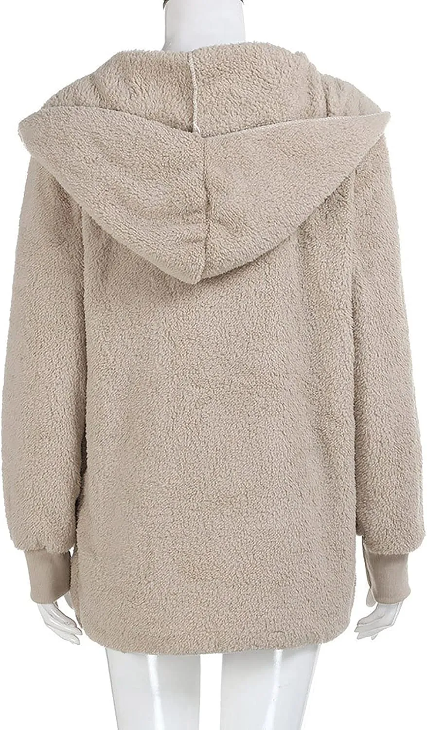 Women 2023 Fall Winter Fleece Jackets Oversized Long Sleeve Open Front Hooded Sherpa Cardigan Warm Fuzzy Coat Outwear
