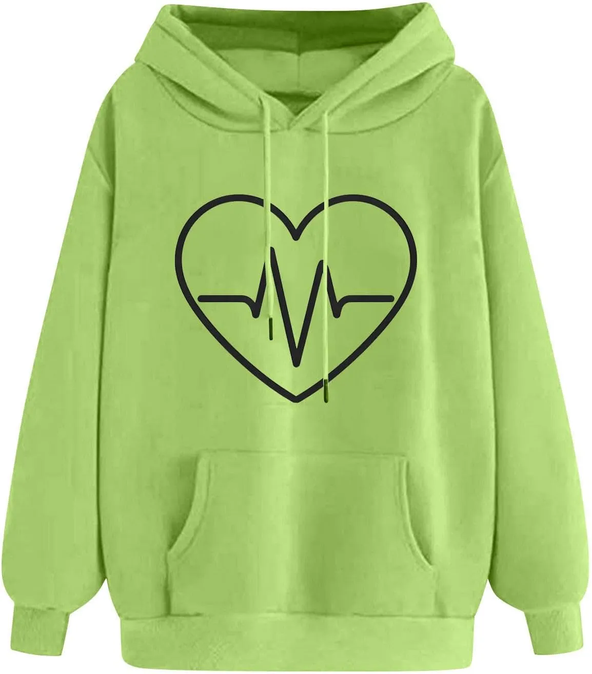 Women Oversized Graphic Hoodies 2024 Trendy Long Sleeve Sweatshirts Casual Drawstring Pullover Tops With Pockets