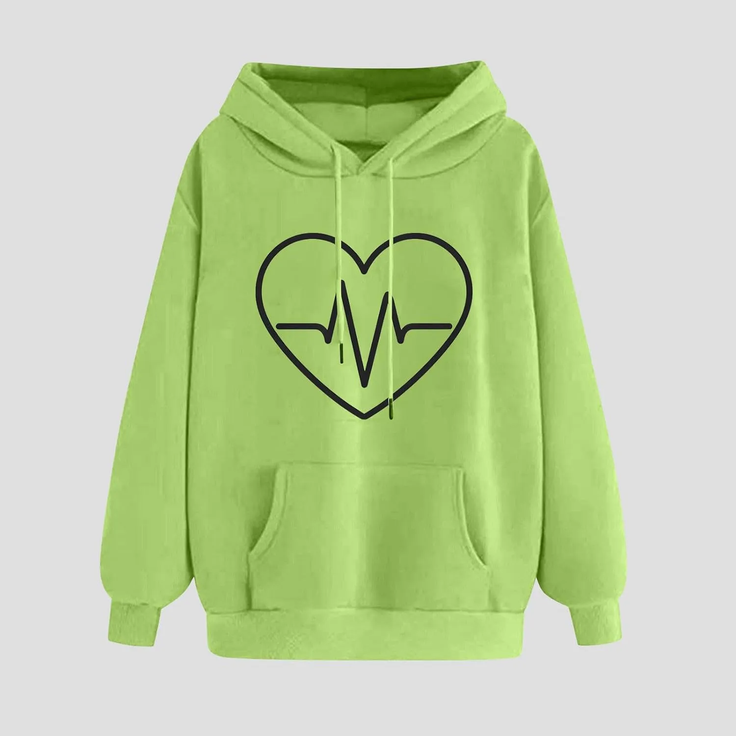Women Oversized Graphic Hoodies 2024 Trendy Long Sleeve Sweatshirts Casual Drawstring Pullover Tops With Pockets