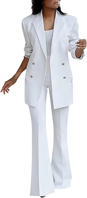 Women Pantsuit Wide Leg 2 Piece Set Dressy Office Business Attire Work Wear Long Plus Size