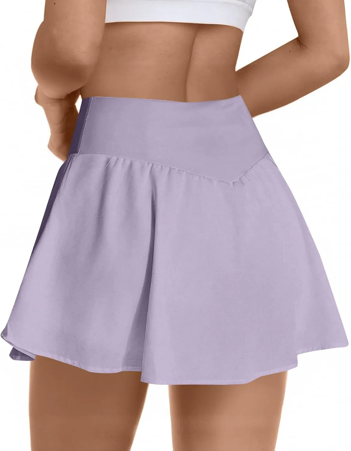 Women Tennis Skirt High Waisted Mini Athletic Skorts with Pockets Cute Summer Double Ruffle Flowy Pleated Golf Skirts