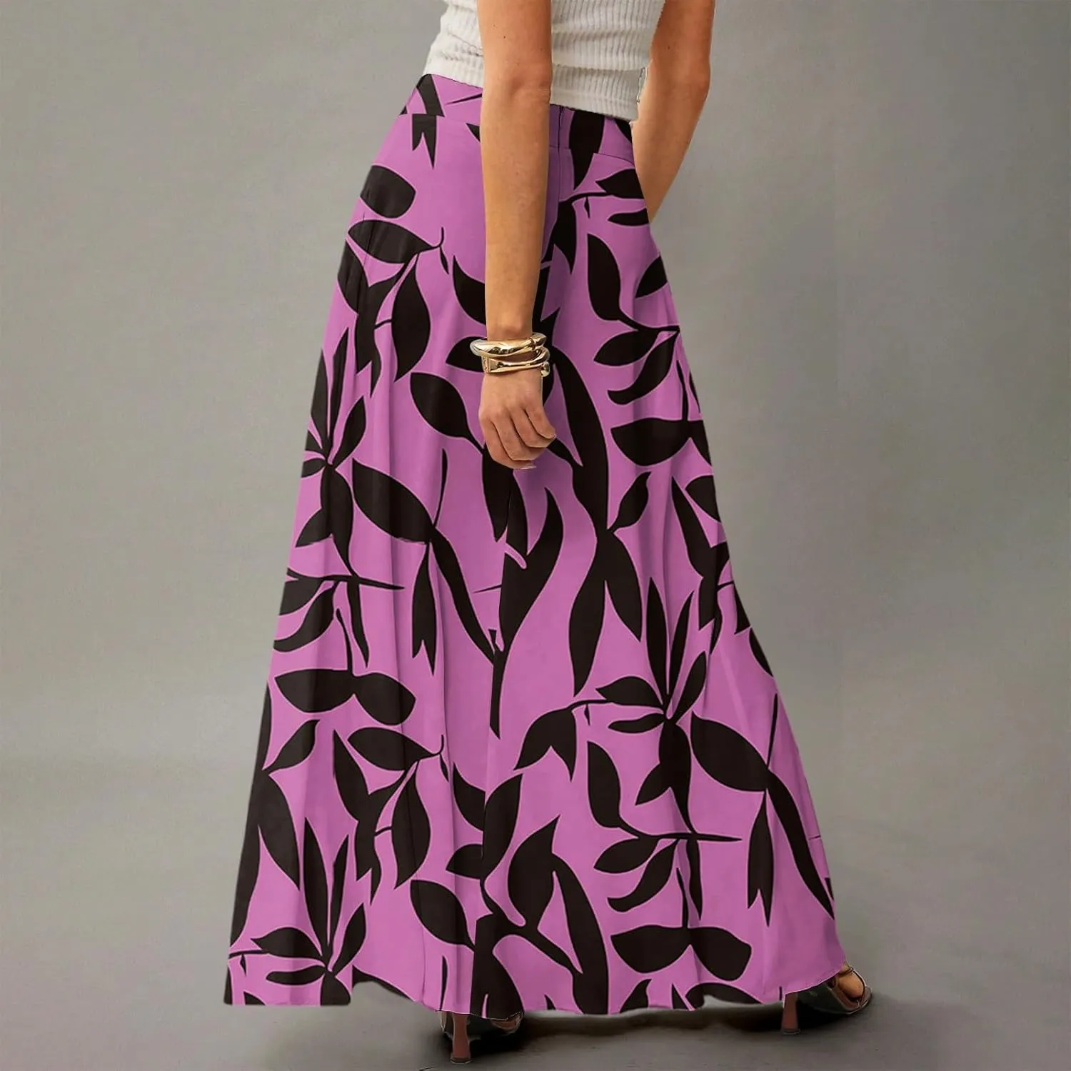 Women's 2025 Bohemian Long Skirts High Waist Flowy A Line Maxi Skirts with Pocket, S-2XL