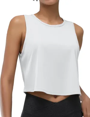 Women's Back-Knotted Workout Crop Tank Tops Athletic Sleeveless Cute Gym Shirts Running