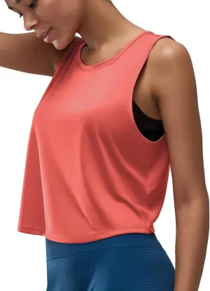 Women's Back-Knotted Workout Crop Tank Tops Athletic Sleeveless Cute Gym Shirts Running