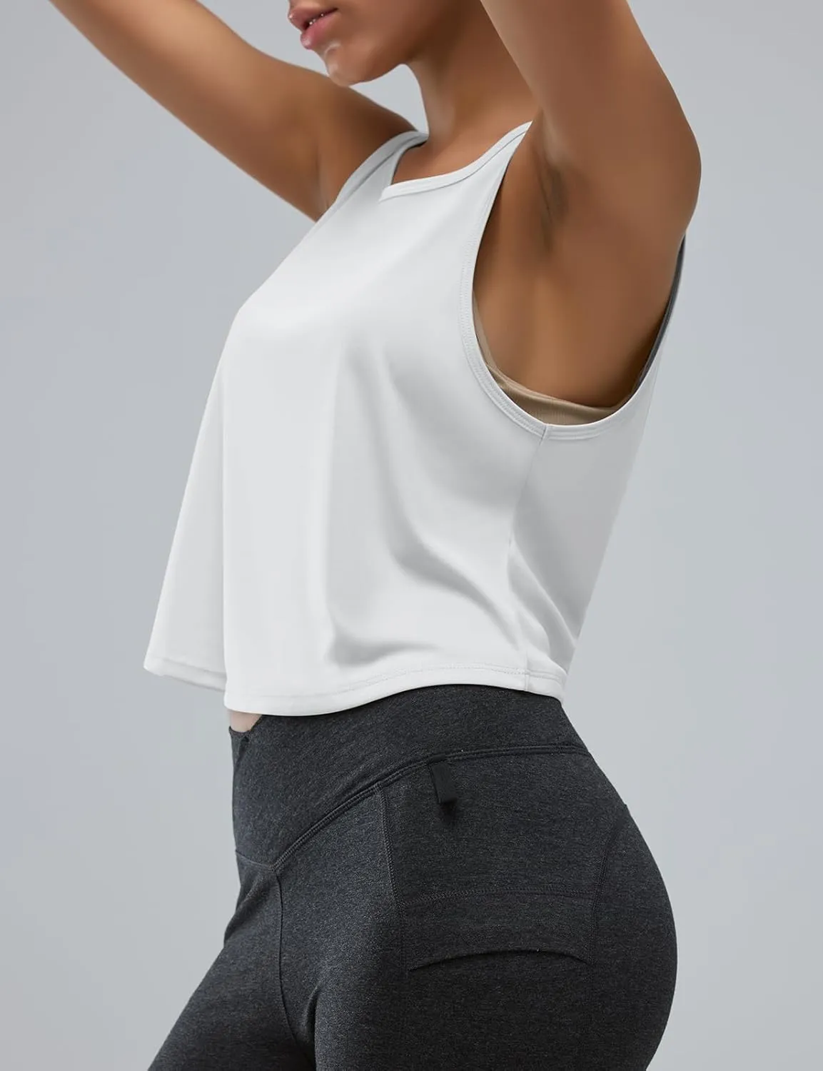 Women's Back-Knotted Workout Crop Tank Tops Athletic Sleeveless Cute Gym Shirts Running