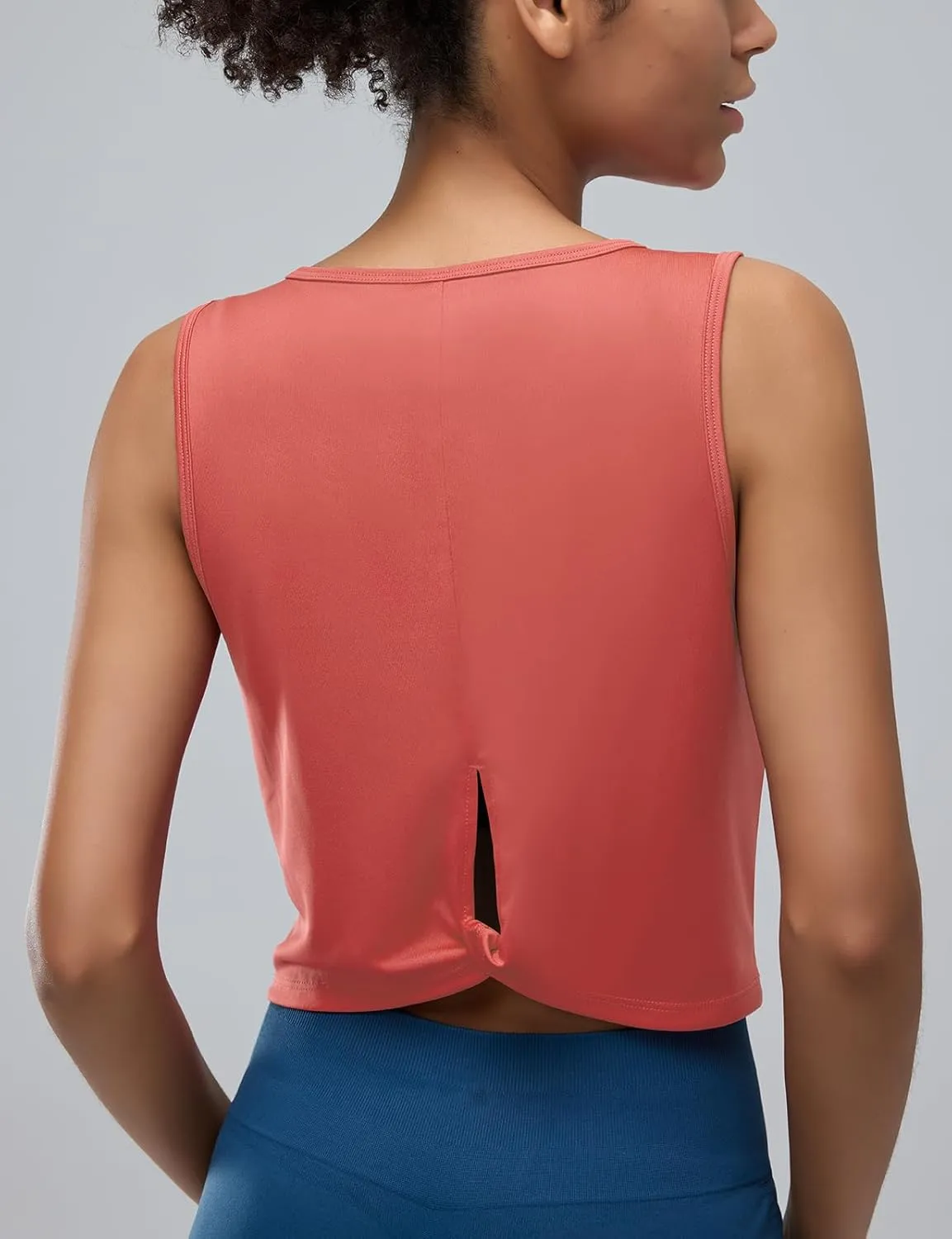 Women's Back-Knotted Workout Crop Tank Tops Athletic Sleeveless Cute Gym Shirts Running