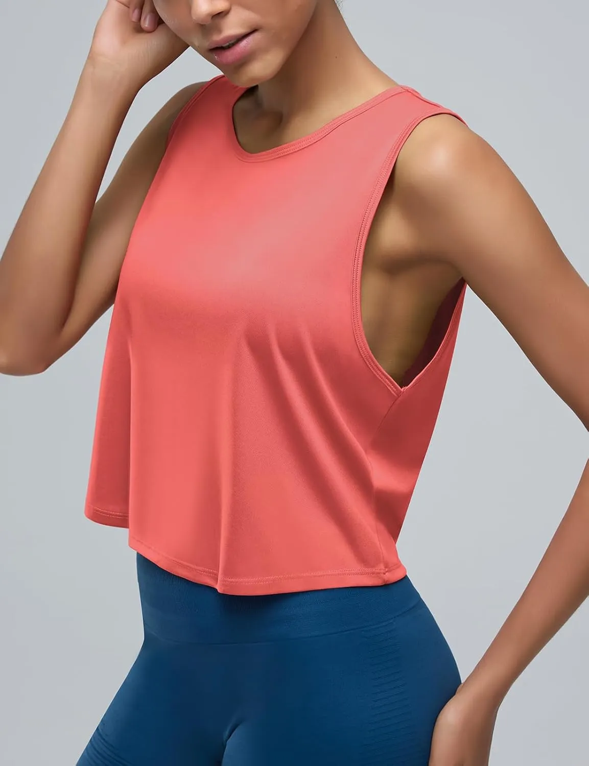 Women's Back-Knotted Workout Crop Tank Tops Athletic Sleeveless Cute Gym Shirts Running
