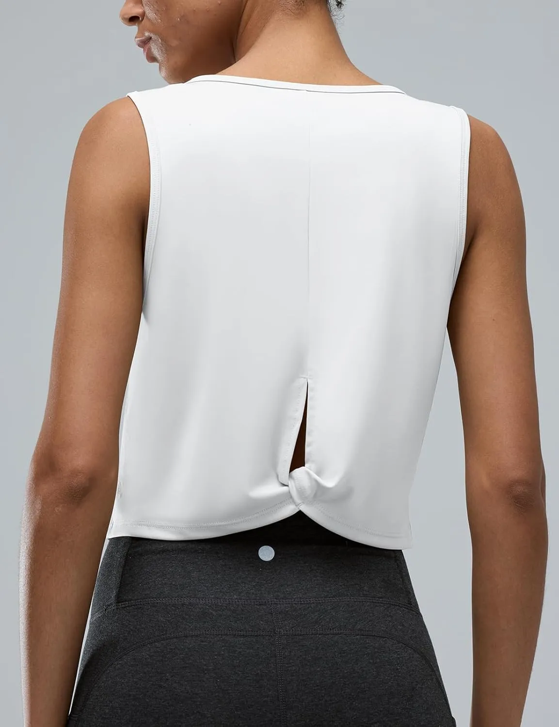 Women's Back-Knotted Workout Crop Tank Tops Athletic Sleeveless Cute Gym Shirts Running