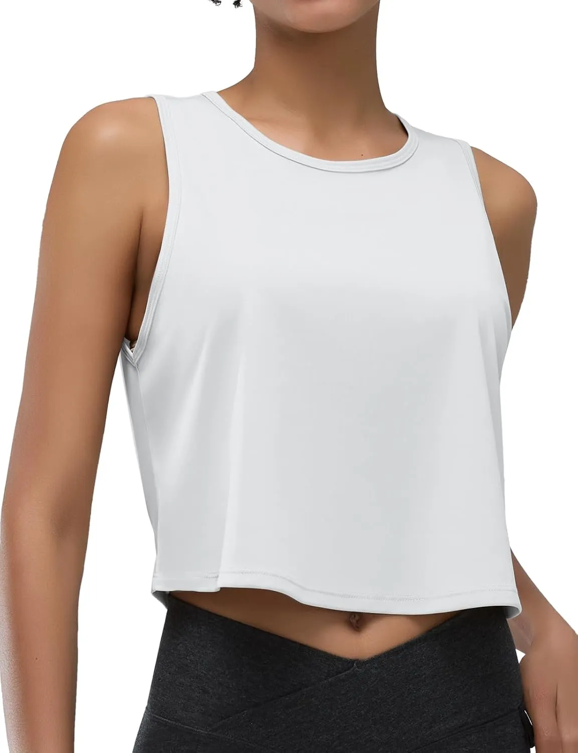 Women's Back-Knotted Workout Crop Tank Tops Athletic Sleeveless Cute Gym Shirts Running