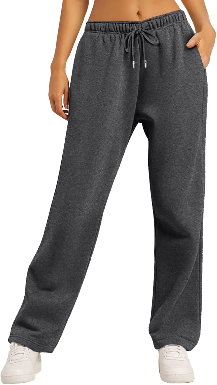Womens Baggy Wide Leg Pants Drawstrings Cuffs Elastic Waisted Loose Palazzo Casual Harem Pants with Pockets