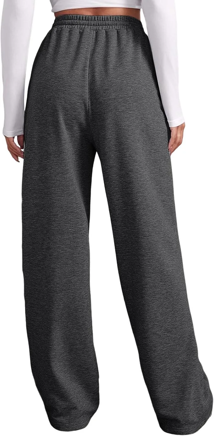 Womens Baggy Wide Leg Pants Drawstrings Cuffs Elastic Waisted Loose Palazzo Casual Harem Pants with Pockets