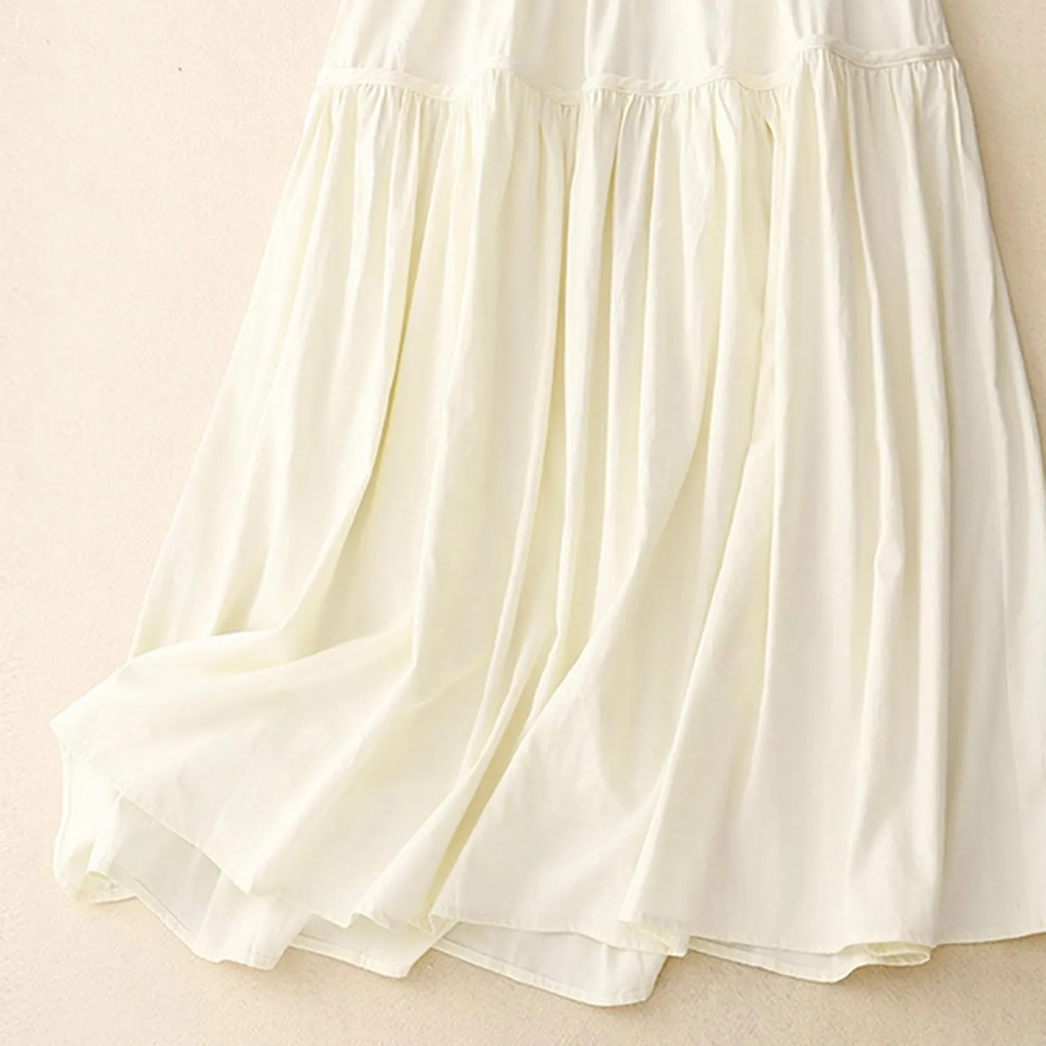 Women's Bohemian Skirt 2025 Fashion Elastic Waist Pleated Dress Summer Solid Flowy Swing Tiered A Line Midi Skirts