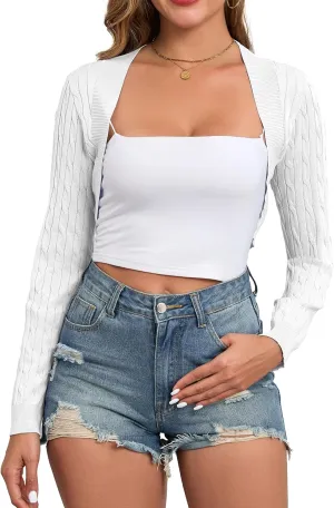Women's Cardigan Long Sleeve Bolero Shrugs for Evening Dress Lightweight Cropped Open Front Casual Knit Tops