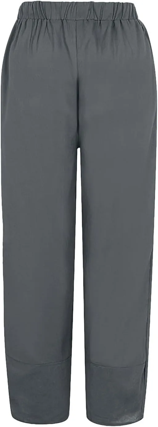 Womens Casual Cotton Linen Pants Trendy Elastic High Waist Crossover Leg Harem Trouser Workout Sport Lounge Sweatpant